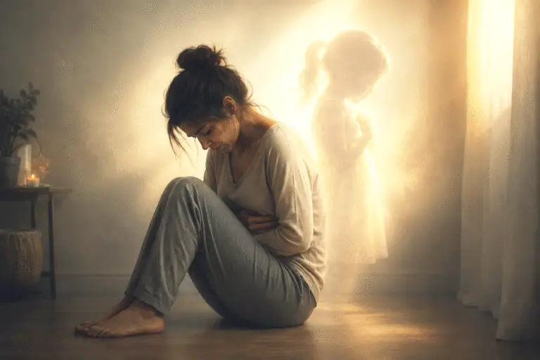 Femme souffrant de douleurs féminines et représentant les blessures émotionnelles de l’enfant intérieur